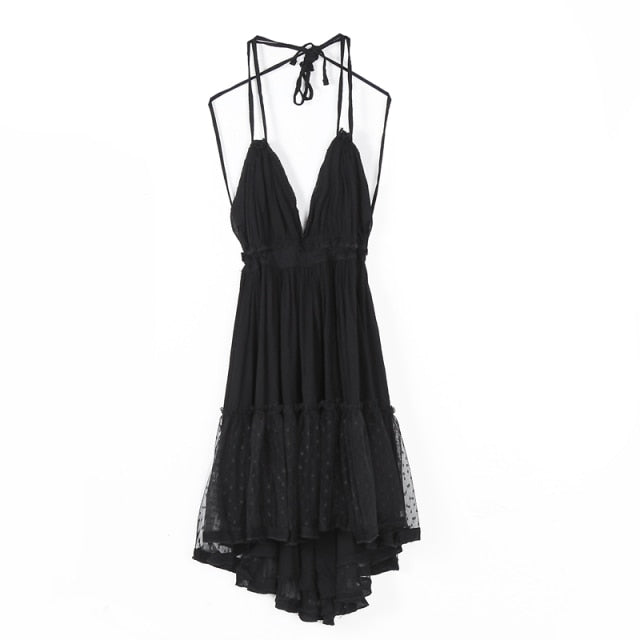 Strapless Women Summer Solid Boho Dress