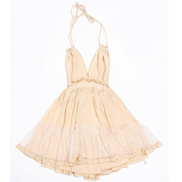 Strapless Women Summer Solid Boho Dress