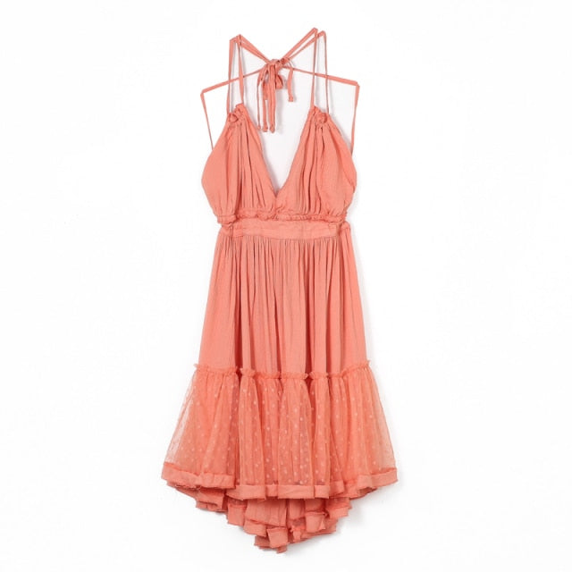 Strapless Women Summer Solid Boho Dress