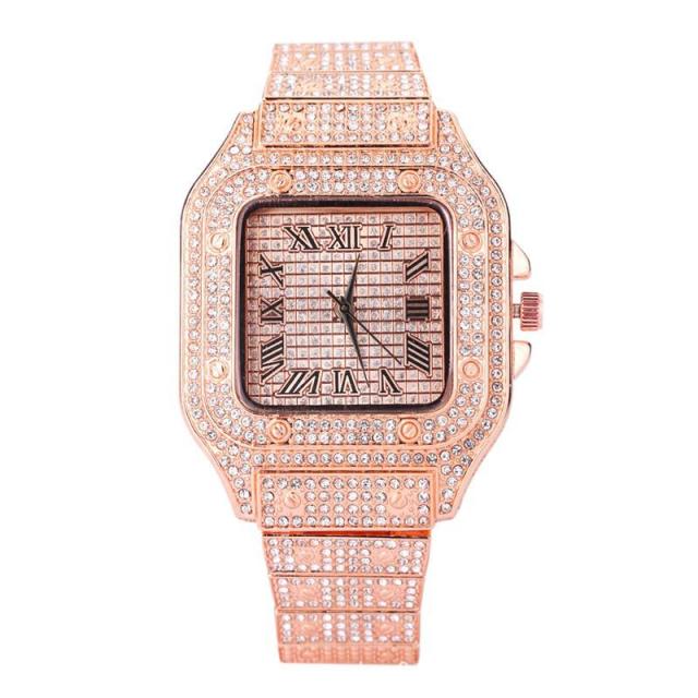 New Iced Out Men Watch Square Diamond Quartz Watches FOR MEN & WOMEN