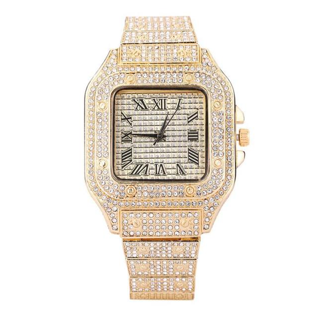 New Iced Out Men Watch Square Diamond Quartz Watches FOR MEN & WOMEN